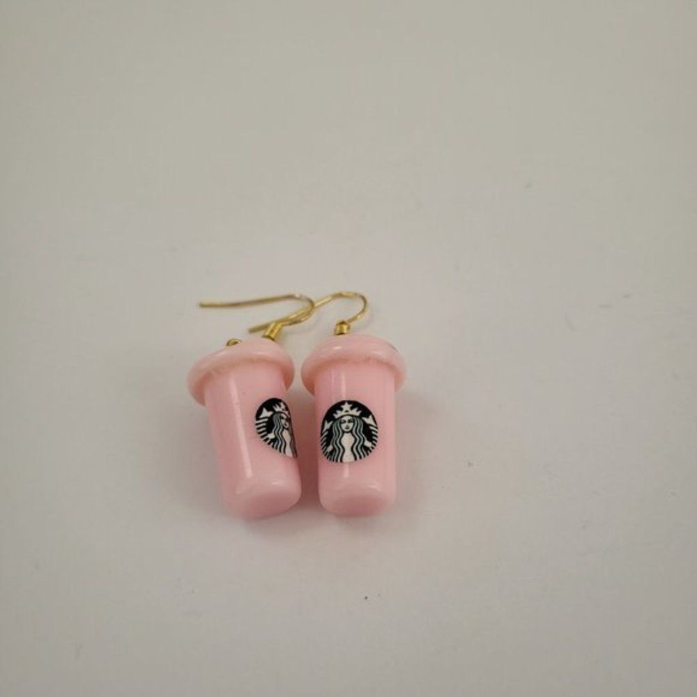 Women's Starbucks Pink Cup Dangle Drop‎ Earrings, Coffee Fashion Jewelry - Picture 7 of 10